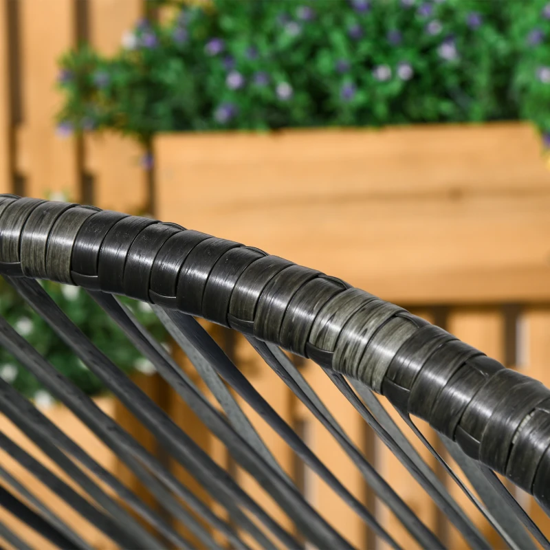 Best String Rattan Egg Chair, with Padded Seat Cushion - Grey/Black - Image 7