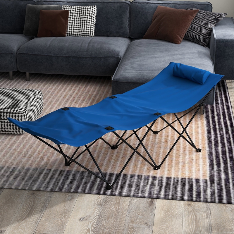 Best Foldable Sun Lounger, Outdoor Tanning Sun Lounger Chair with Side Pocket, Headrest, Oxford Seat, for Beach, Yard, Patio, Dark Blue - Image 10