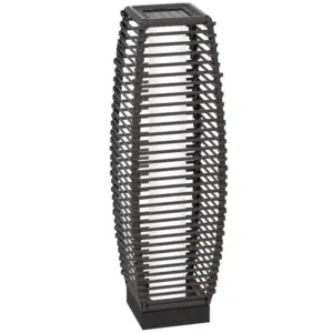 Best Rattan Solar Floor Lamp, 68cm Tall Outdoor Garden Lantern Pathway Light & Decorative Lighting with Auto On/Off LED Lights, IP44, for Porch, Yard, Courtyard, Deck, Grey