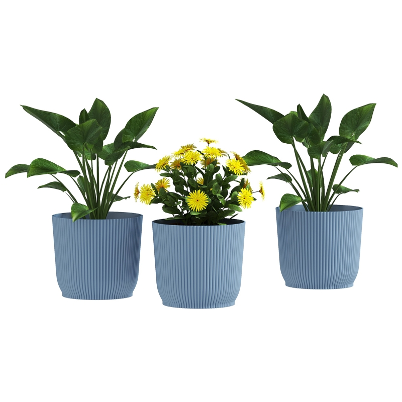 Best Set of Three Ф22cm Planters - Blue - Image 11