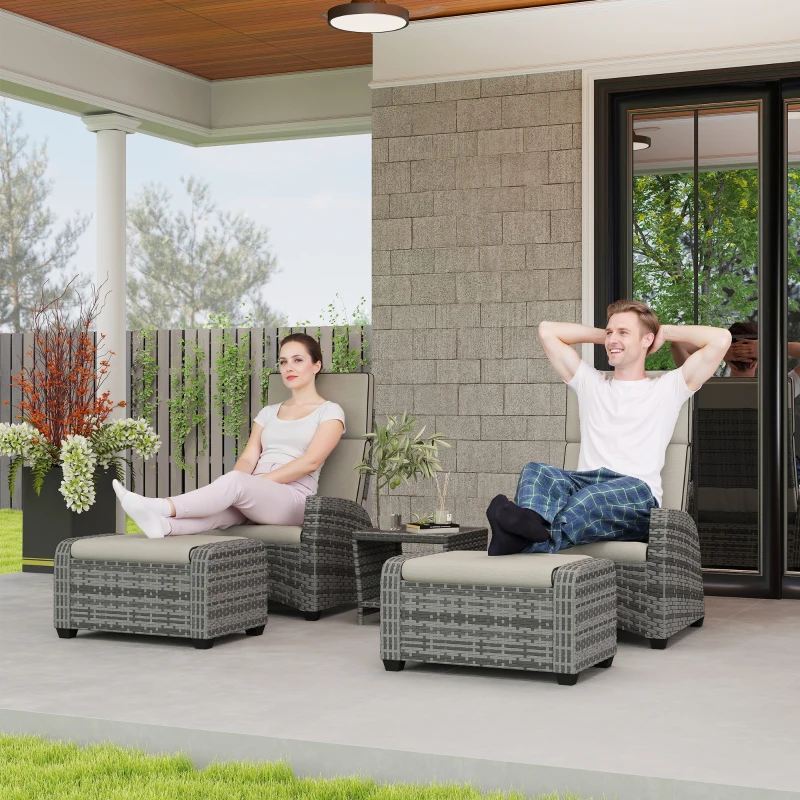 Best 5-Piece Rattan Garden Furniture Set with Cushions - Grey - Image 2