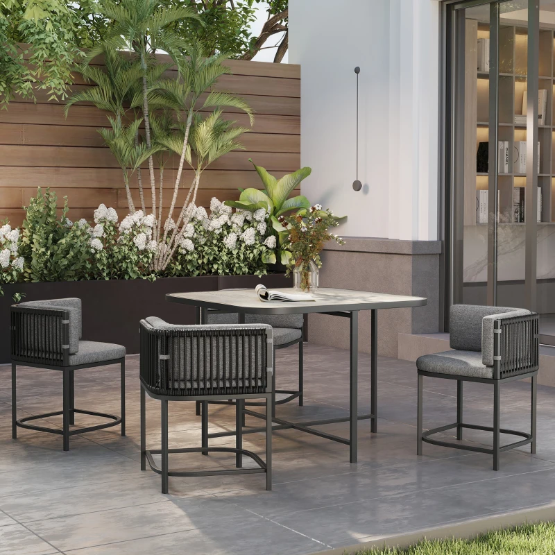 Best 4-Seater Rattan Cube Garden Furniture Set with Cushions - Charcoal Grey - Image 8