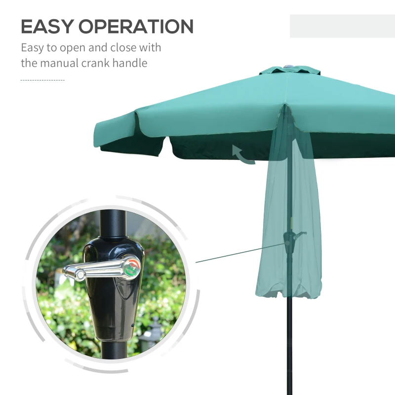Best 2.7m Patio Parasol Garden Umbrellas Outdoor Sun Shade Table Umbrella with Tilt, Crank, 8 Ribs, Ruffles, Green - Image 5