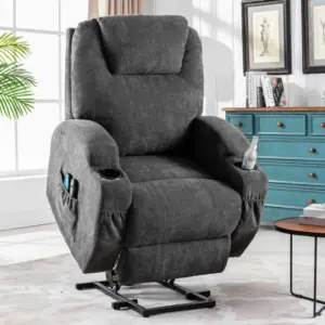 Power Lift Electric Recliner Chair with Massage, Heating, Cup Holders and Side Pockets, Recliner Armchair for Elderly, 81x73x105 cm, Grey