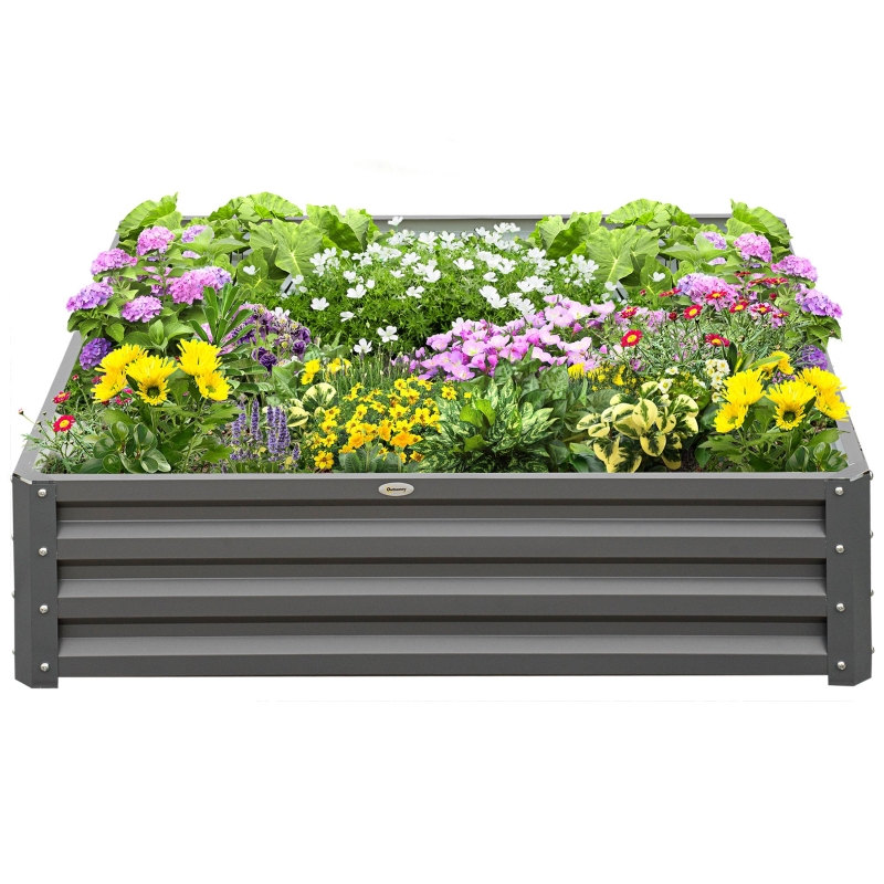 Best 432L Square Raised Garden Bed Box Steel Frame for Vegetables, Flowers and Herbs, 120 x 120 x 30cm, Light Grey - Image 11