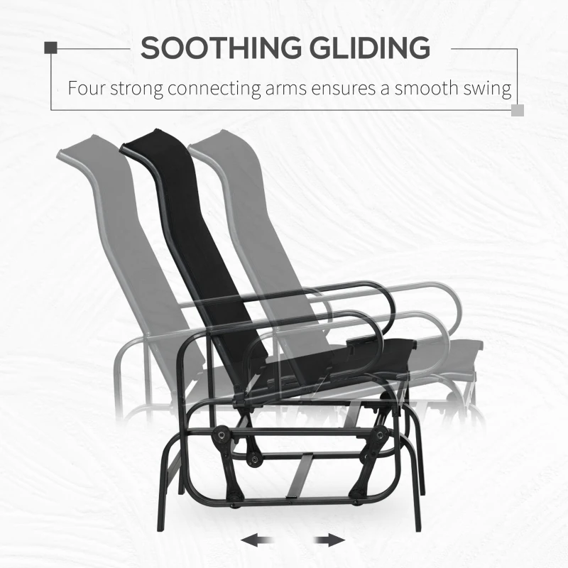 Best Outdoor Gliding Rocking Chair with Sturdy Metal Frame Garden Comfortable Swing Chair, Black - Image 4