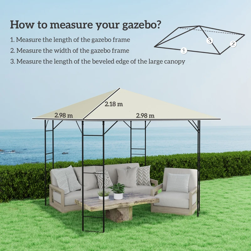 Best 3 x 3(m) Gazebo Canopy Replacement, for 01-0867 - Cream - Image 3