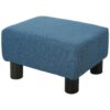 Best Linen Fabric Footstool Ottoman Cube with 4 Plastic Legs, Blue - Image 10