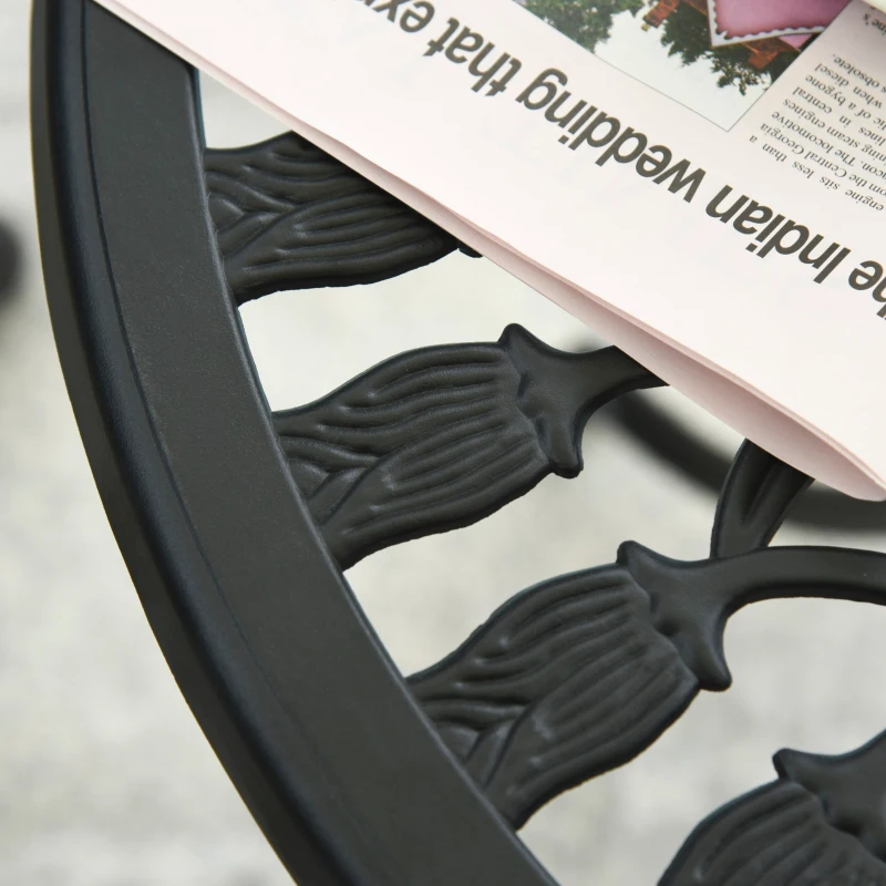 Best Three-Piece Aluminium Floral Bistro Garden Set - Black - Image 8