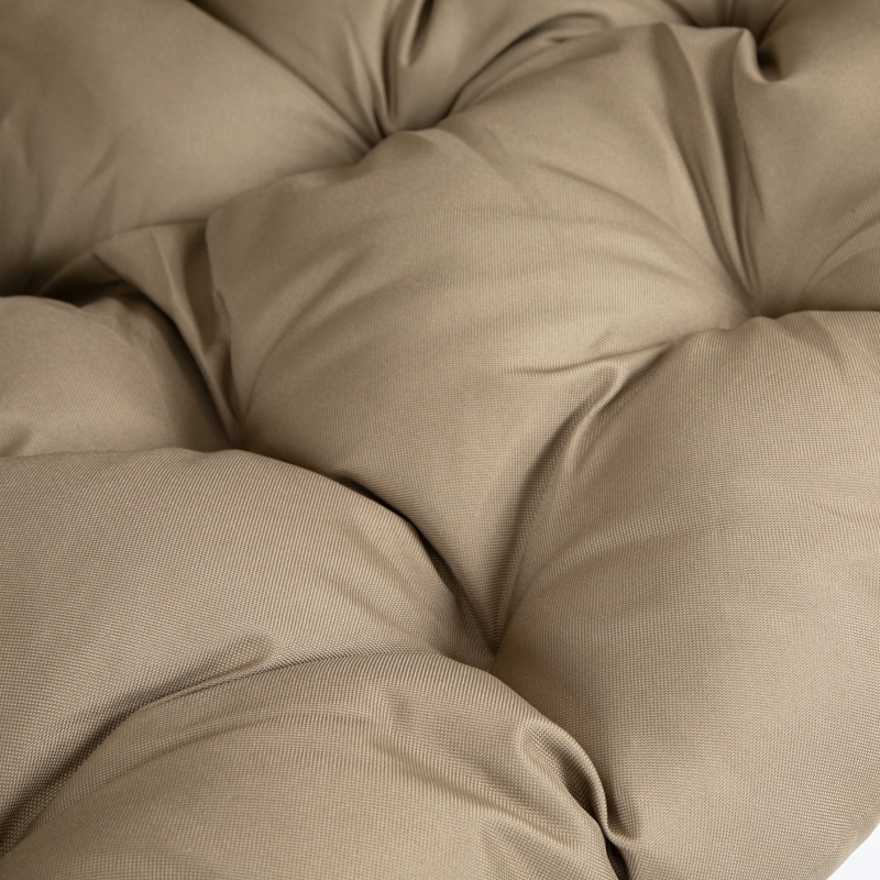 Best Hanging Egg Chair, Folding Texteline Swing Hammock with Side Pocket, Cushion and Stand for Indoor Outdoor, Patio Garden Furniture, Khaki - Image 9