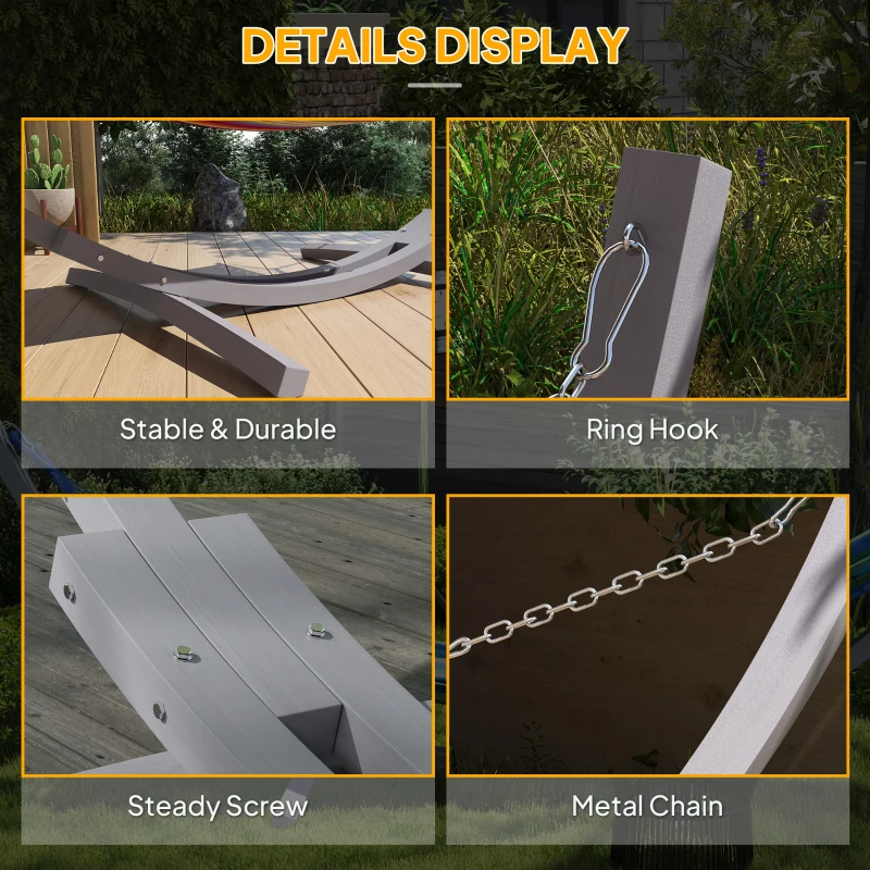 Best 3.25m Wooden Hammock Stand Universal Fit Garden Picnic Camp Accessories, Grey - Image 5