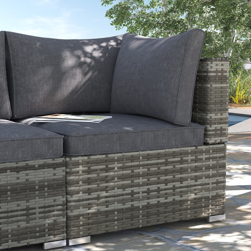 Best Outdoor PE Rattan Corner Sofa, Garden Wicker Furniture Single Sofa Chair w/ Cushions, Deep Grey - Image 11