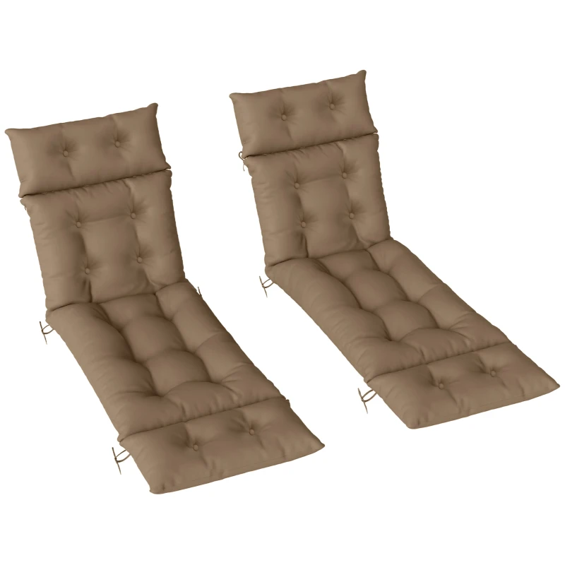 Best Set of Two 190 x 56cm Sun Lounger Cushions - Khaki