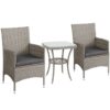 Best 3 Pieces Rattan Bistro Set, Wicker Garden Furniture Set with 2-Tier Coffee Table and Chairs, Washable Cushions, for Outdoor Patio Balcony, Grey - Image 11