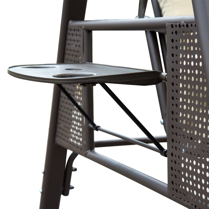 Best Swing Chair Hammock Chair 3 Seater Canopy Cushion Shelter Outdoor Bench Steel Beige - Image 13