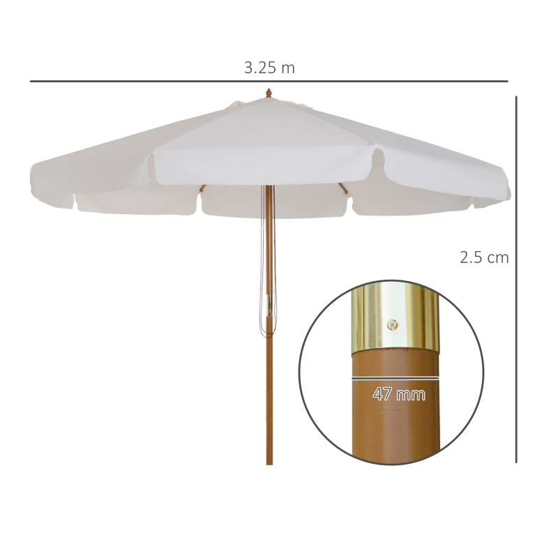 Best 3.3m Elegant Wooden Parasol - Cream - Image 3