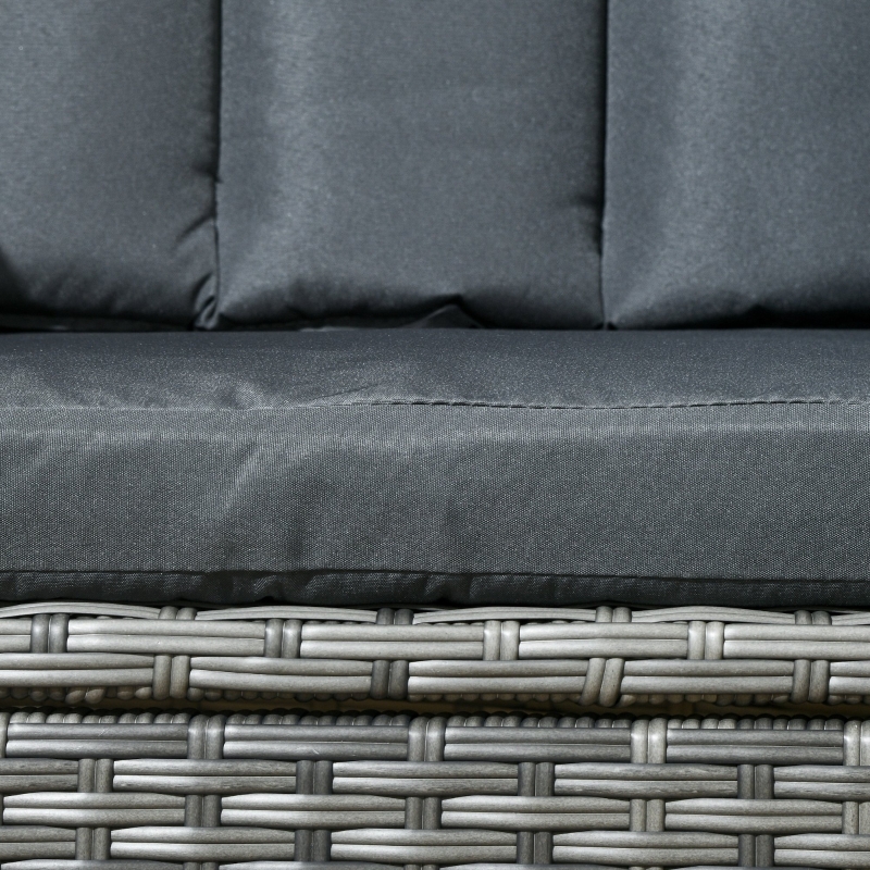 Best Seven-Piece Rattan Dining Table, with Round Glass-Top Table - Mixed Grey - Image 9