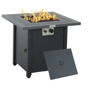 Best 71 x 71cm 40000 BTU Gas Firepit Table - Black/Dark Grey