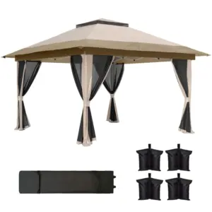 Best 3.6 x 3.6m Pop-Up Gazebo, with Accessories - Beige