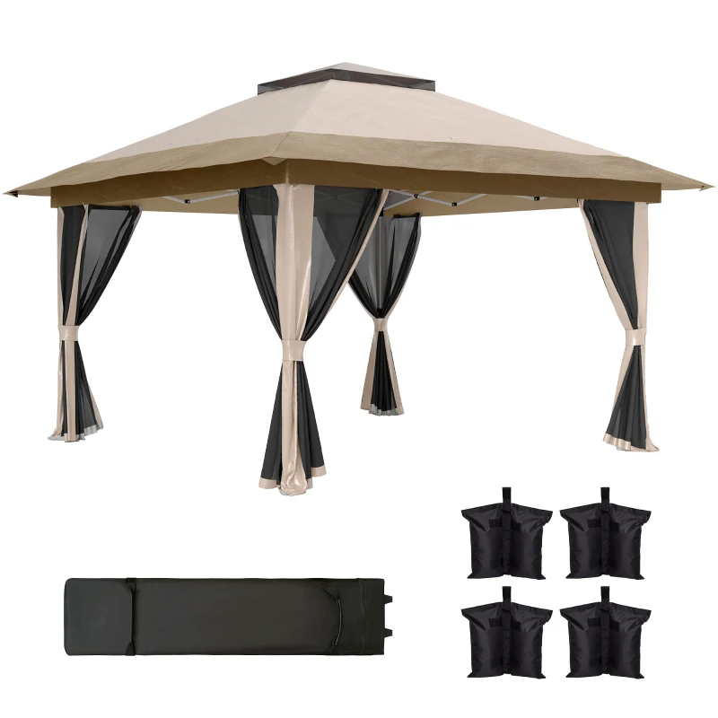 Best 3.6 x 3.6m Pop-Up Gazebo, with Accessories - Beige