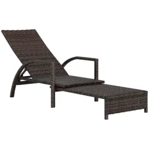 Best PE Rattan Sun Lounger with Adjustable Backrest - Mixed-brown