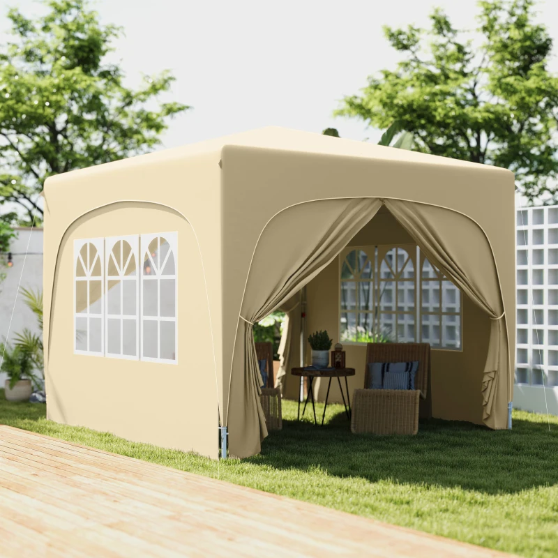 Best 3 x 3m Pop-Up Gazebo Shelter, with Accessories - Sand - Image 2