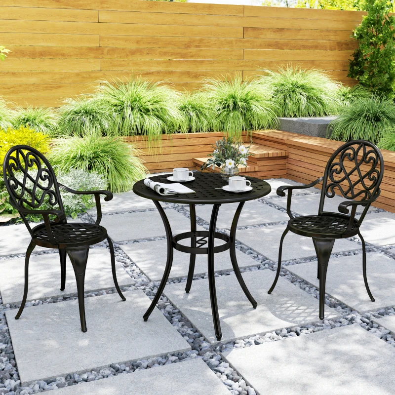 Best Three-Piece Elegant Aluminium Garden Set - Black - Image 8