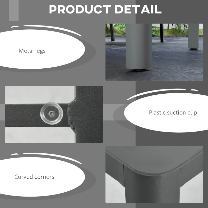 Best 150cm x 88cm Aluminium Table, with Glass Tabletop - Grey - Image 6