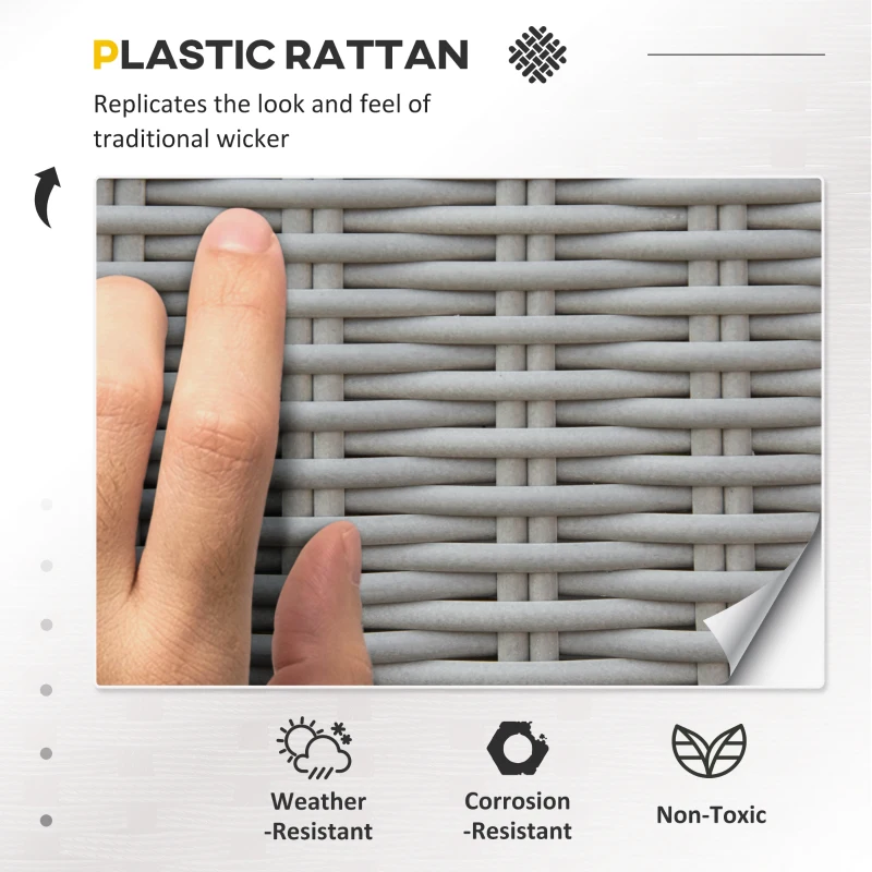 Best 5 Pieces Outdoor PE Rattan Garden Furniture with Cushions, Patio Lounge Adjustable Backrest Chairs, Footstools and Cooler Bar Coffee Table & Cover, Grey - Image 5