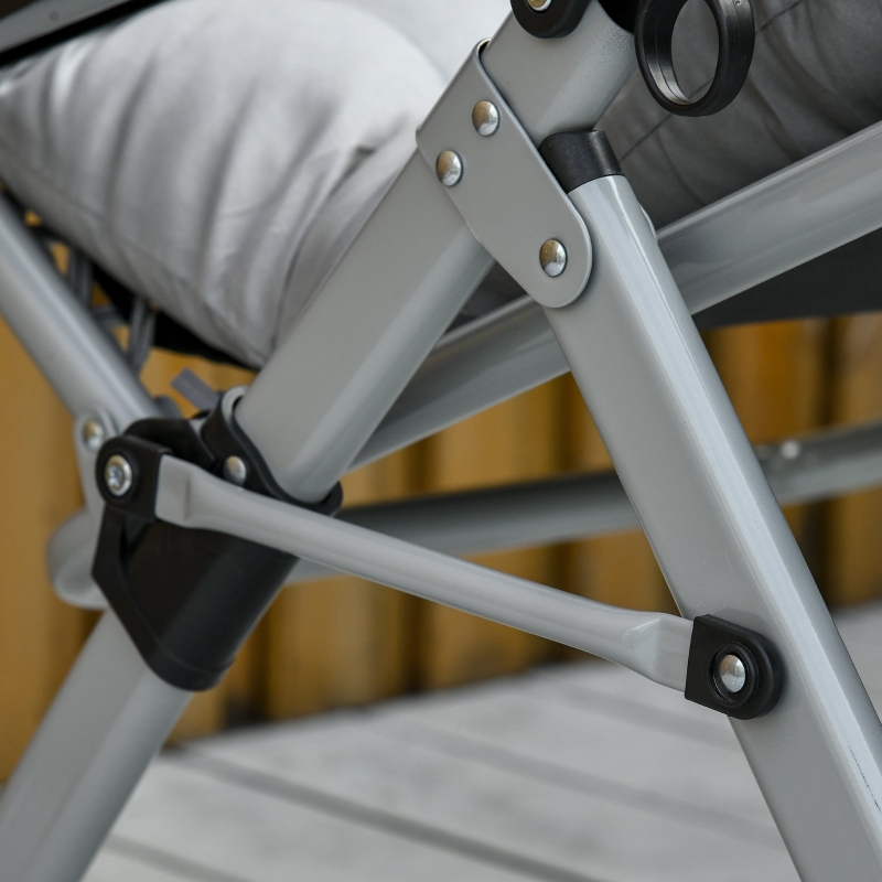 Best 2pc Reclining Zero Gravity Sun Loungers ,Folding Chaise Lounge Chair with Cushions, Light Grey - Image 12