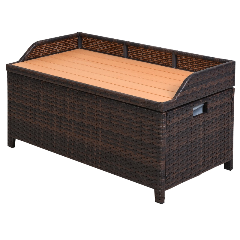 Best 130 L Rattan Garden Storage Box, with Seat - Mixed Brown - Image 11