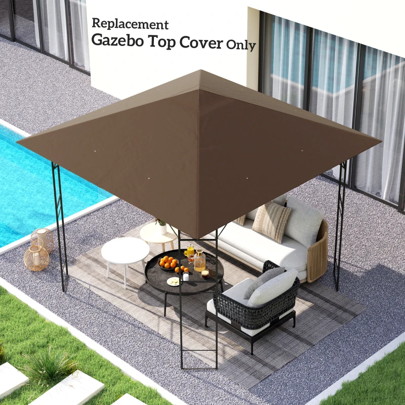 Best 3 x 3(m) Gazebo Canopy Replacement Cover, Garden Gazebo Roof Replacement with Drain Holes, Water-resistant Plastic Coating, 370g/㎡, UPF30+, TOP COVER ONLY, Brown - Image 7