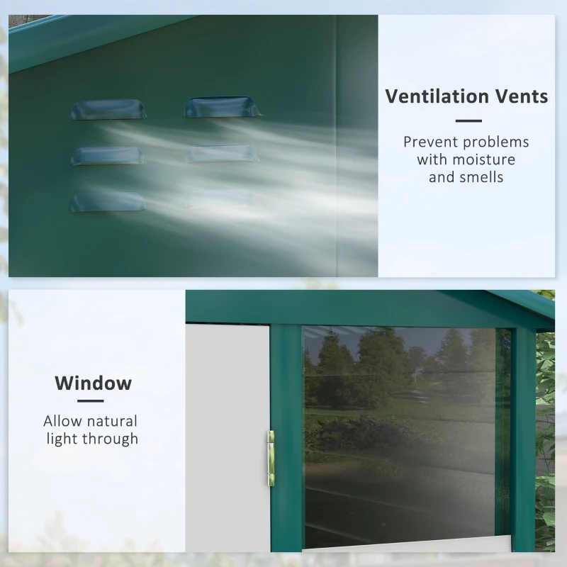 Best 9x 6FT Metal Outdoor Garden Shed, Galvanised Tool Storage Shed w/ Sloped Roof, Lockable Door for Patio Lawn, Green - Image 6