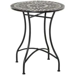 Best Round Mosaic Tabletop Garden Table - Grey/Black