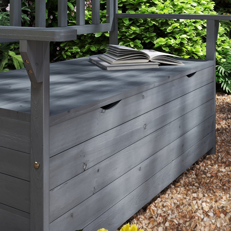Best Two-Seater Garden Storage Bench - Grey - Image 9