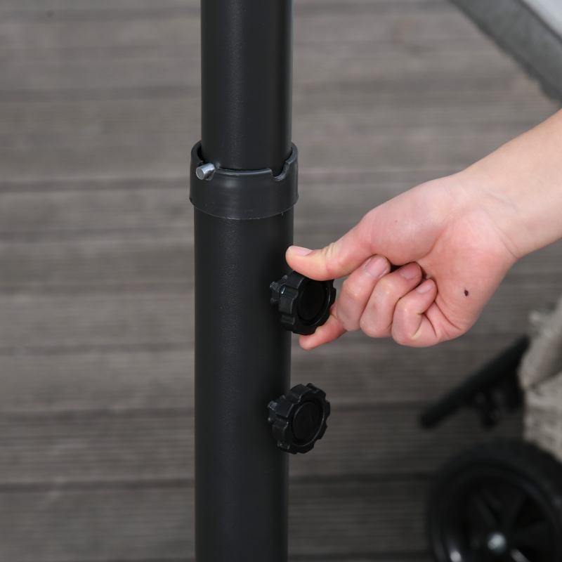 Best 2.45m Overhanging Cantilever Parasol, Heavy Duty Waterproof Garden Umbrella with Cross Base, Black - Image 9