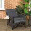 Best Outdoor Recliner Chair with Adjustable Backrest and Footrest, Cushion, Side Tray, Grey - Image 2