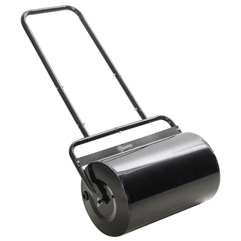 Best 38L Fillable Cylinder Steel Lawn Roller - Black