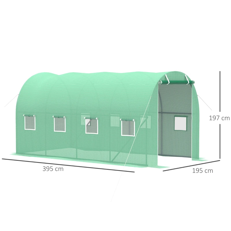 Best Walk-in Polytunnel Greenhouse, Outdoor Garden Tunnel Greenhouse Tent with Zipped Roll-Up Door and 8 Mesh Windows, 4 x 2M - Image 3