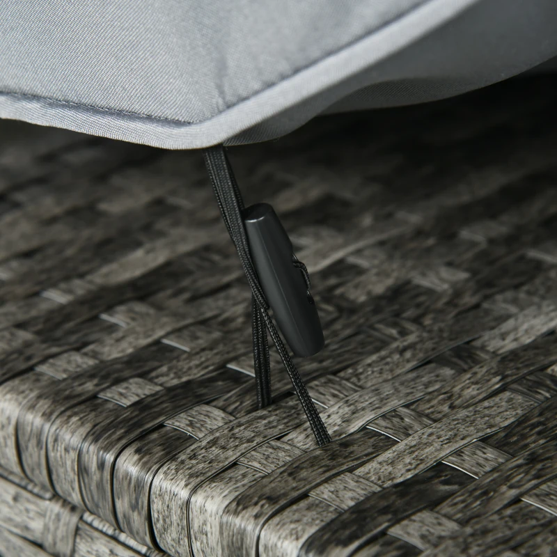 Best 6 Seater Rattan Garden Furniture Set, Gas Fire Pit Table, Wicker Loveseat, 2 Armchairs and 2 Footstools, 6 Piece Patio Rattan furniture Sofa Sets with Cushions for Conservatory, Grey - Image 8