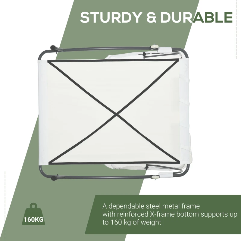 Best Double Hammock Sun Lounger Bed with Canopy Shelter, Wheels & 2 Pillows, White - Image 6