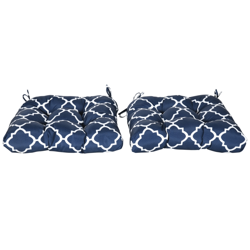 Best Set of Two Patterned Outdoor Seat Cushions - Blue/White - Image 11
