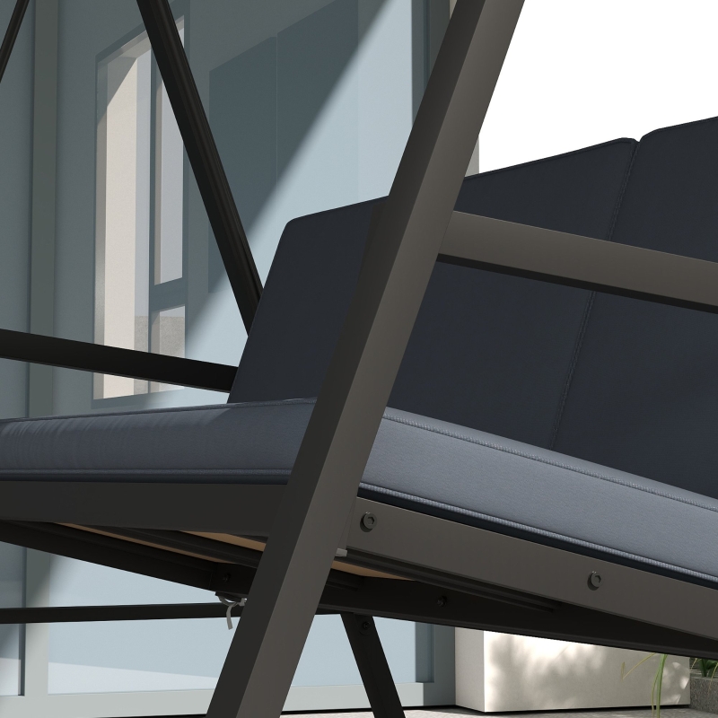 Best Three-Seat Garden Swing Chair, with Adjustable Canopy - Dark Grey - Image 9