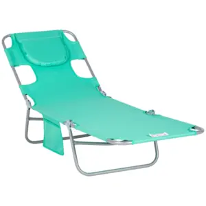 Best Foldable Sun Lounger with Reading Hole - Green