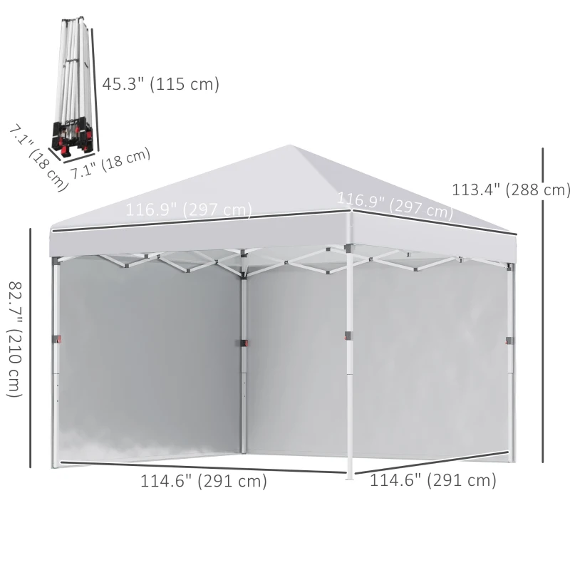 Best 3 x 3 (M) Pop Up Gazebo, UPF 30+ with 2 Sidewalls, Leg Weight Bags and Wheeled Bag, Height Adjustable Party Tent Event Shelter for Garden, Patio, White - Image 3