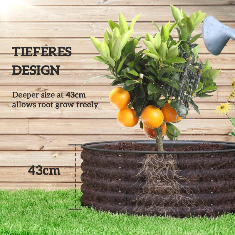 Best Galvanised Raised Garden Bed with Safety Edging, Outdoor Raised Planter Box with Gloves, 120 x 120 x 43cm, Dark Grey - Image 4