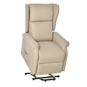 Best Power Lift Recliner Armchair, Electric Lift Chair for Elderly, Fabric Riser and Reclining Chair with Remote Control, Side Pockets, Extended Footrest, for Living Room, Beige