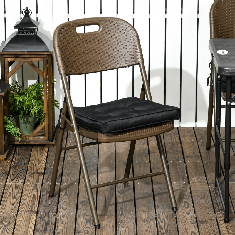 Best Set of 4 Garden Seat Cushion with Ties, 42 x 42cm Replacement Dining Chair Seat Pad, Black - Image 10