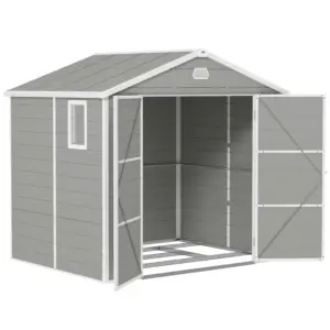 Best 7.9ft x 6.2ft Aluminium Frame and Plastic Wall Shed, with Foundation - Light Grey