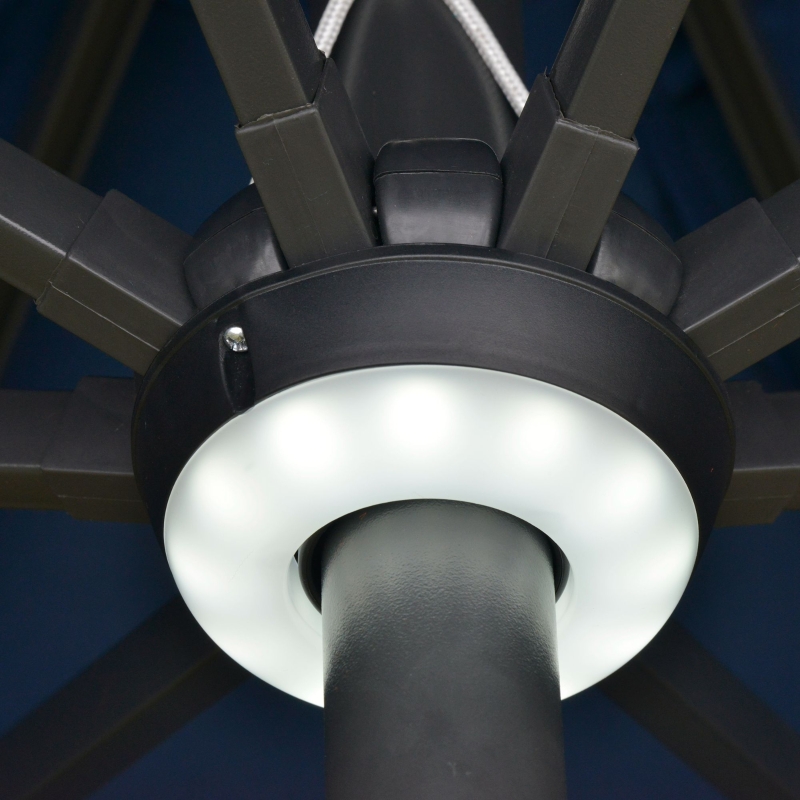 Best 2.7m Garden Parasol Sun Umbrella w/ LED Solar Light Angled Canopy Blue - Image 9